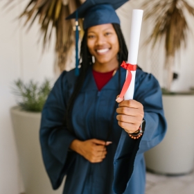 meisje met pabo-diploma in haar hand